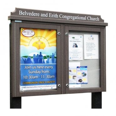 2 Bay, 4 x A4, Outdoor Recycled Plastic Noticeboard 