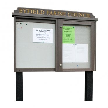 2-bay, 4 x A4 Recycled Plastic Outdoor Noticeboard, 1 Bay Glazed