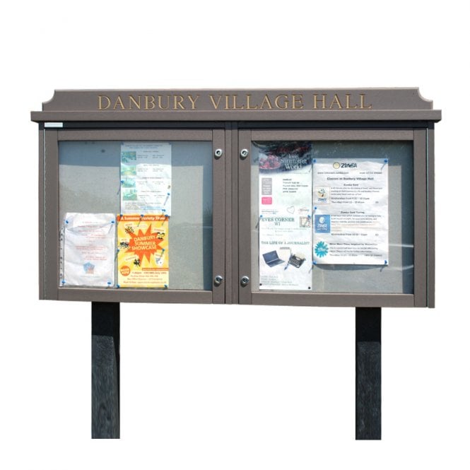 2-Bay 6 x A4 Recycled Plastic Outdoor Noticeboard Glazed Landscape