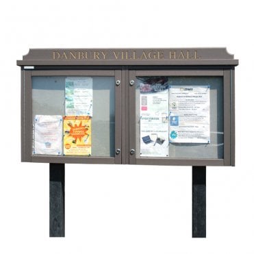 2-Bay 6 x A4 Recycled Plastic Outdoor Noticeboard Glazed Landscape