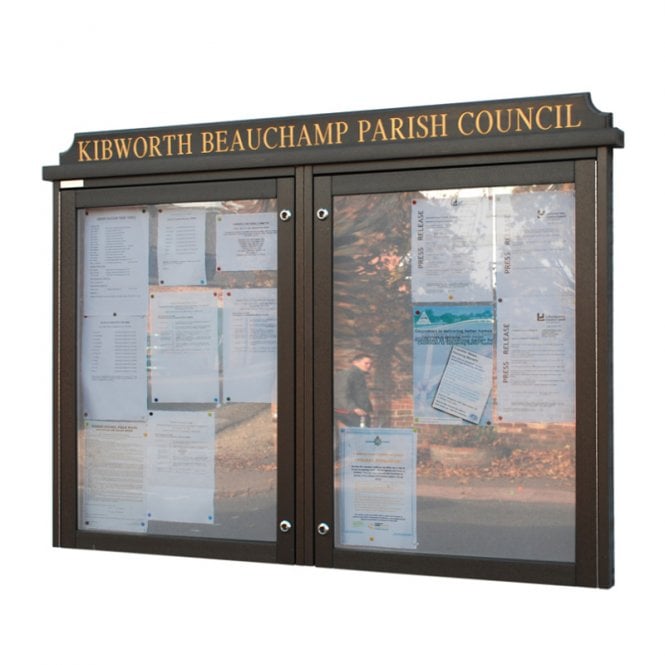 2-Bay 9 x A4 Recycled Plastic Outdoor Noticeboard, Glazed