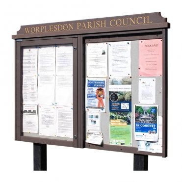 2-Bay 9 x A4 Recycled Plastic Outdoor Noticeboard, with 1 Bay Glazed