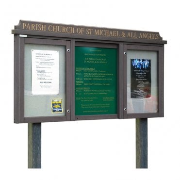 3-bay, 4 x A4 Man-made Timber noticeboard, 2-bays glazed