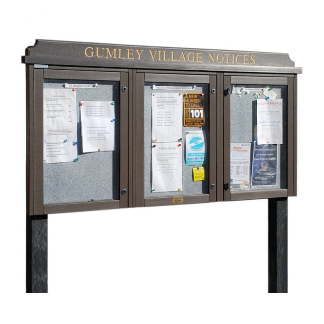 3 Bay, 4 x A4, Recycled Plastic Outdoor Noticeboard