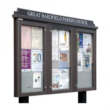 3-Bay 6 x A4 Recycled Plastic Outdoor Noticeboard, Glazed Portrait