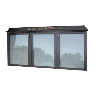 3-Bay 9 x A4 Recycled Plastic Outdoor Noticeboard, Glazed
