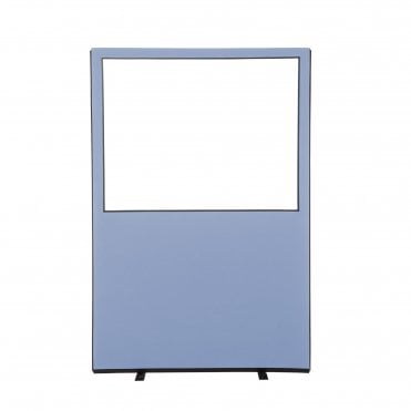 Glazed Office Partition Screen, 1200mm Wide, Woolmix Fabric