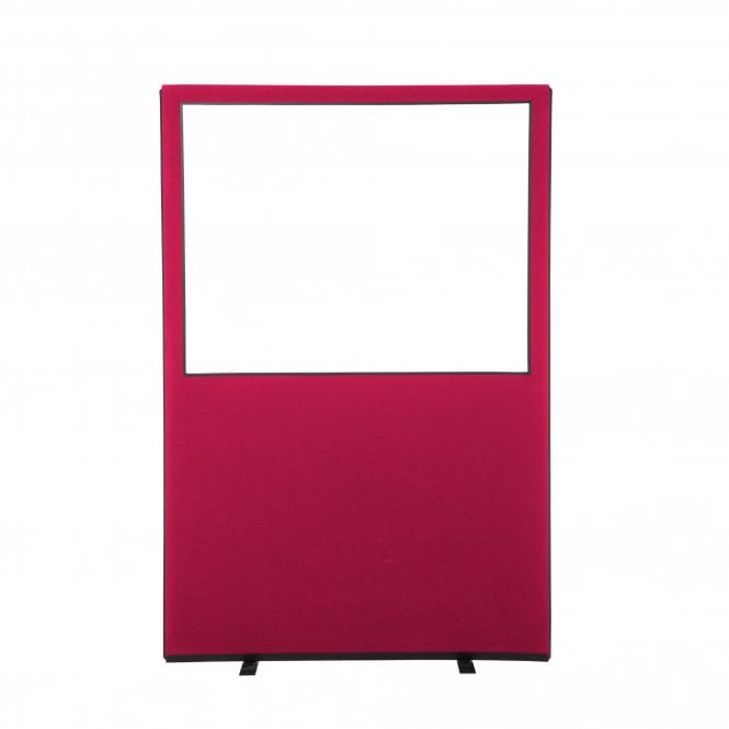 Glazed Office Partition Screen, 1200mm Wide, Woolmix Fabric