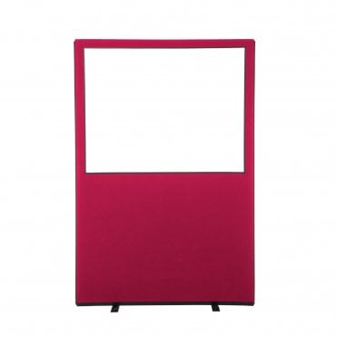 Glazed Office Partition Screen, 1200mm Wide, Woolmix Fabric