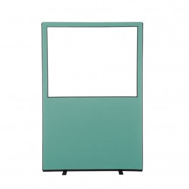 Glazed Office Partition Screen, 1200mm Wide, Woolmix Fabric