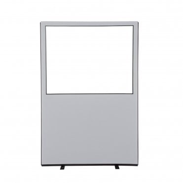 Glazed Office Partition Screen, 1200mm Wide, Woolmix Fabric