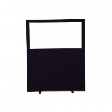 Glazed Office Partition Screen, 1500mm Wide, Woolmix Fabric