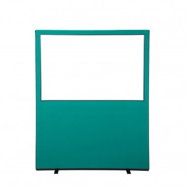 Glazed Office Partition Screen, 1500mm Wide, Woolmix Fabric