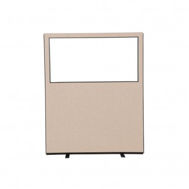 Glazed Office Partition Screen, 1500mm Wide, Woolmix Fabric