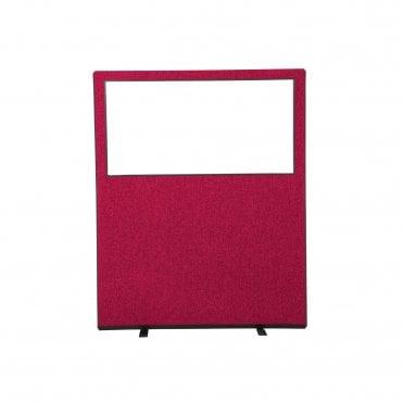 Glazed Office Partition Screen, 1500mm Wide, Woolmix Fabric