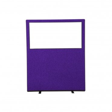 Glazed Office Partition Screen, 1500mm Wide, Woolmix Fabric