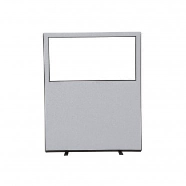 Glazed Office Partition Screen, 1500mm Wide, Woolmix Fabric