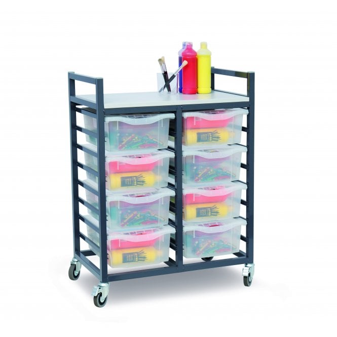 School Art Trolley with 8 Deep Trays and Lids